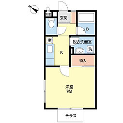 サンライズ 1Kの間取図画像