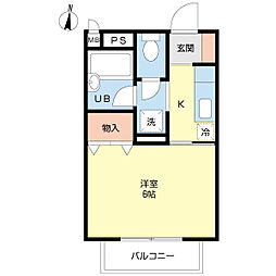 グレーシア 1Kの間取図画像