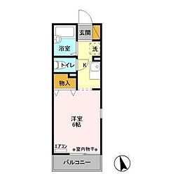 アローンヒルズ 1Kの間取図画像