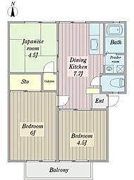 グレースコートA 3DKの間取図画像