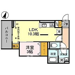 ロイヤルガーデンコート武蔵浦和 1LDKの間取図画像