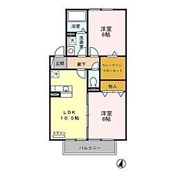 リリー坂下A 2LDKの間取図画像