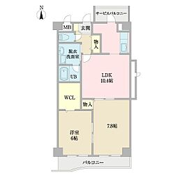 グランドデューク 2LDKの間取図画像