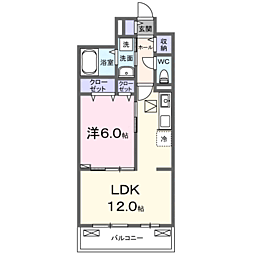 熊谷市久下1丁目アパート 1LDKの間取図画像