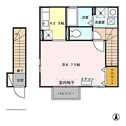 ラ・プランタン 1Kの間取図画像