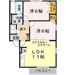 ガトーナふくだC 2LDKの間取図画像