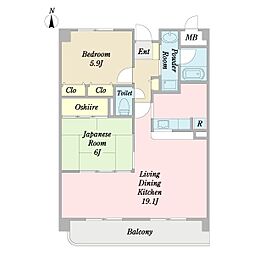 クレール新金岡 2LDKの間取図画像