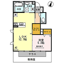 フェリオA 1LDKの間取図画像
