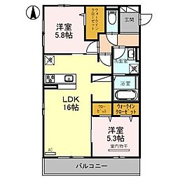 ラフォーレ 2LDKの間取図画像