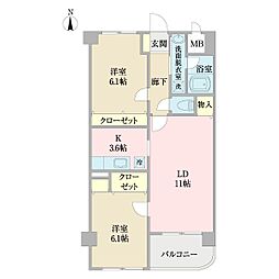 サンラテール 2LDKの間取図画像