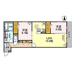 Futawa美章園 2LDKの間取図画像
