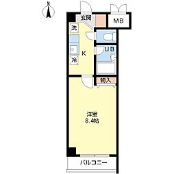 アジュール 1Kの間取図画像