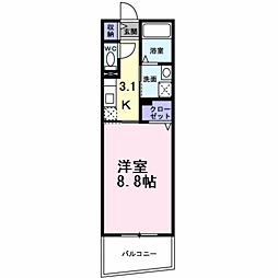アベニール北花田 1Kの間取図画像