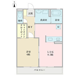 スプリーム 1LDKの間取図画像