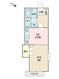 モンシャトーめじろ台 1DKの間取図画像