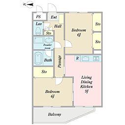 清和マンション 2LDKの間取図画像