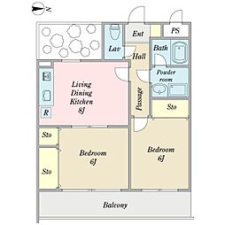清和マンション 2LDKの間取図画像