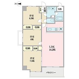 シャトー桃山台 3LDKの間取図画像