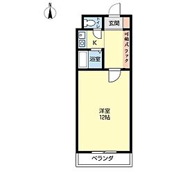伸栄マンション 1Kの間取図画像