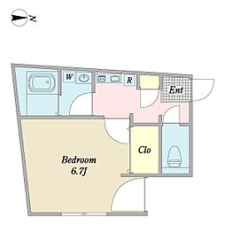 レクス新宿 3階1Kの間取り