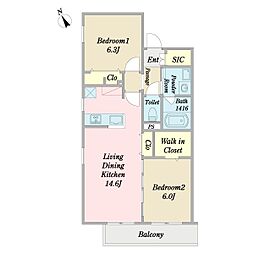 Wisteria Crest 2LDKの間取図画像