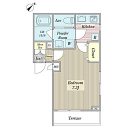 ドゥレクース 1Kの間取図画像