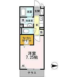 シェルハウス上中里B 1Kの間取図画像