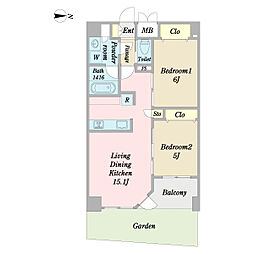 上板橋StationCourt 2LDKの間取図画像