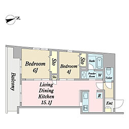 JANUS府中 2LDKの間取図画像