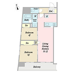 JANUS府中 2LDKの間取図画像