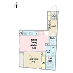クリオ ラモード吉祥寺 1LDKの間取図画像