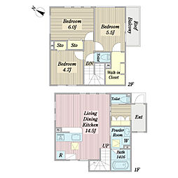 GATEDCOMMUNITY YANEYA 1階3LDKの間取り