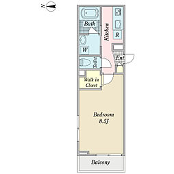 エクセレント 1Kの間取図画像