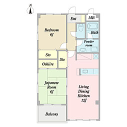 サンヒルズ 2LDKの間取図画像