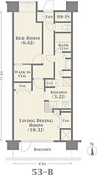 プロシードアルティア西新井 1LDKの間取図画像