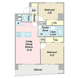 ＴＨＥ　ＲＥＳＩＤＥＮＣＥ　本郷町 7階2LDKの間取り