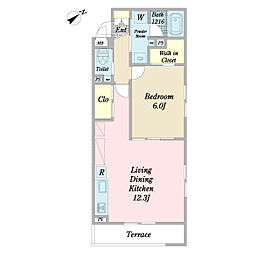 シュトラール 1階1LDKの間取り