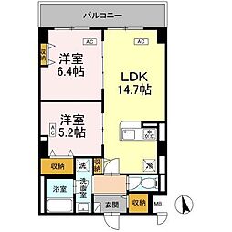 カスタリア西船橋II 2LDKの間取図画像