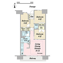 プレミスト船橋塚田F棟 3LDKの間取図画像