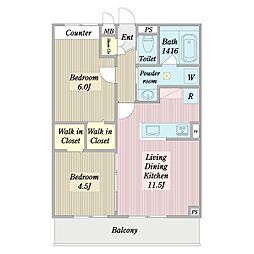 Ｇｒａｎｄ　Ｅ’ｐｕｒｅ 2階2LDKの間取り