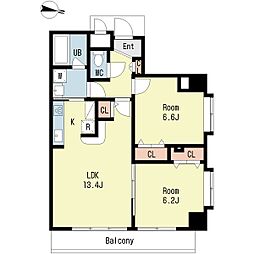 Ｒｅｓｉｄｅｎｃｉａ善 6階2LDKの間取り