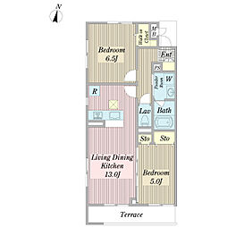 ポレール 2LDKの間取図画像