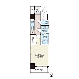 シャトーエヌ・シャルム 1Kの間取図画像