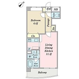 PrimeSquare 1LDKの間取図画像