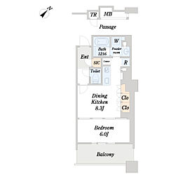 ブリリア有明スカイタワー 1DKの間取図画像