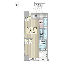 クオス銀座エスト・プルミエ 1Kの間取図画像