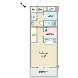 ウィルスクエア 3階1Kの間取り