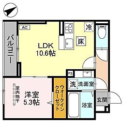 越谷市東柳田町アパート 1LDKの間取図画像