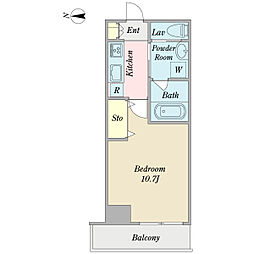 アークヒルズ英 7階1Kの間取り