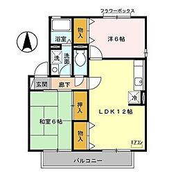 セジュールアネシス1 2LDKの間取図画像